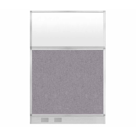 Versare Hush Panel Configurable Cubicle Partition 4' x 6' Cloud Gray Fabric Frosted Window w/ Cable Channel 1855608-3